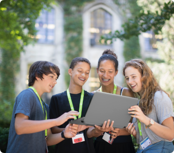 Kids learning on a university campus Kids learning on a university campus